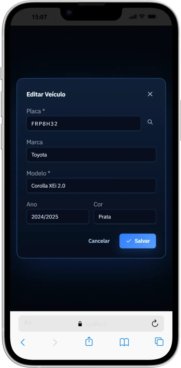 Busca automática por placa do veículo